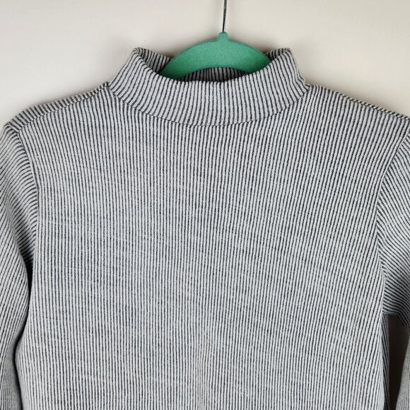 Denham Striped Lightweight Knit Oversized Cotton Blend Mockneck Sweater XXS - Picture 3 of 10